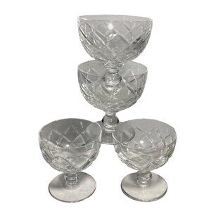 Crystal Cut Glass Champagne Goblets Dessert Coupe  3.5" Tall Vintage Lot of 4